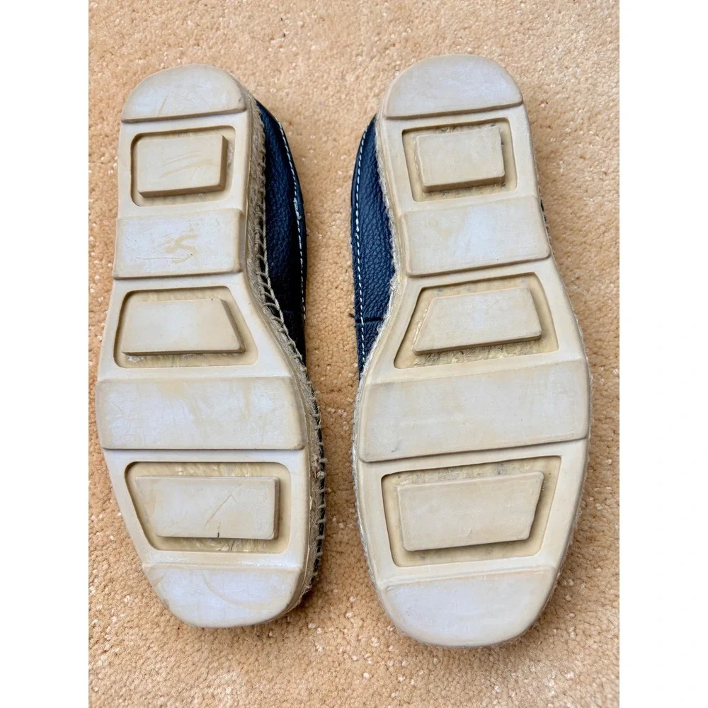 VTG FUBU Black Leather Espadrille Slip On‎ Shoes Mens 6 Women's 8 Retro 90s Y2K